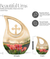 10 Inch Tulip-themed Cross Drop Urn