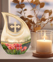 10 Inch Tulip-themed Cross Drop Urn