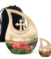 10 Inch Tulip-themed Cross Drop Urn