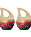 10-inch Tulip themed Cross Drop Urn.