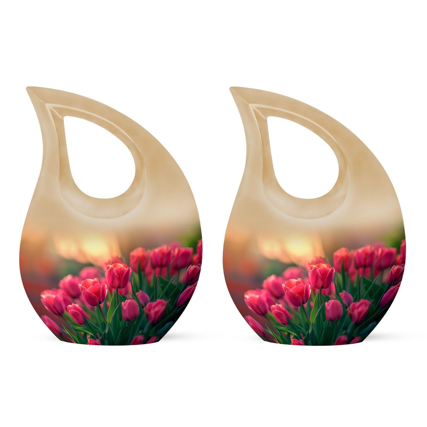 10-inch Tulip themed Cross Drop Urn.