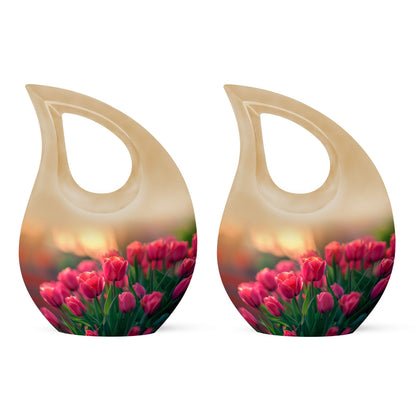 10-inch Tulip themed Cross Drop Urn.