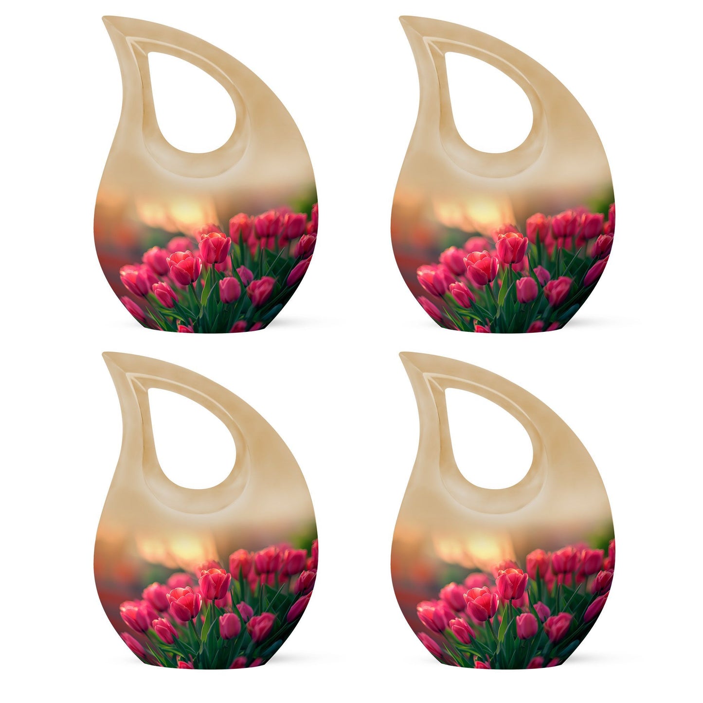 10-inch Tulip themed Cross Drop Urn.