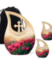 Pink Tulip Funeral Urn – Beige Cremation Urns For Human Ashes Adult