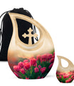 Tulip Theme Large Urn With 1 Keepsake Urn