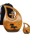 Horse Theme Large Urn With 1 Keepsake Urn