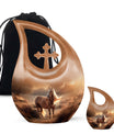 Horse Theme Large Urn With 1 Keepsake Urn