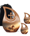 Horse Theme Large Urn With 2 Keepsake Urn