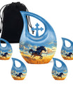 Horse Theme Large Urn With 4 Keepsake Urn