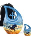 Horse Theme Large Urn With 1 Keepsake Urn