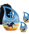 Horse Theme Large Urn With 2 Keepsake Urn