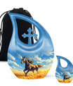 Horse Theme Large Urn With 1 Keepsake Urn