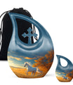 Horse Theme Large Urn With 1 Keepsake Urn