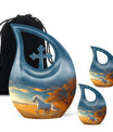 Horse Theme Large Urn With 2 Keepsake Urn