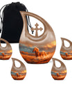 Horse Theme Large Urn With 4 Keepsake Urn