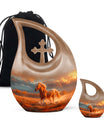 Horse Theme Large Urn With 1 Keepsake Urn