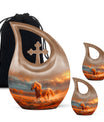 Horse Theme Large Urn With 2 Keepsake Urn