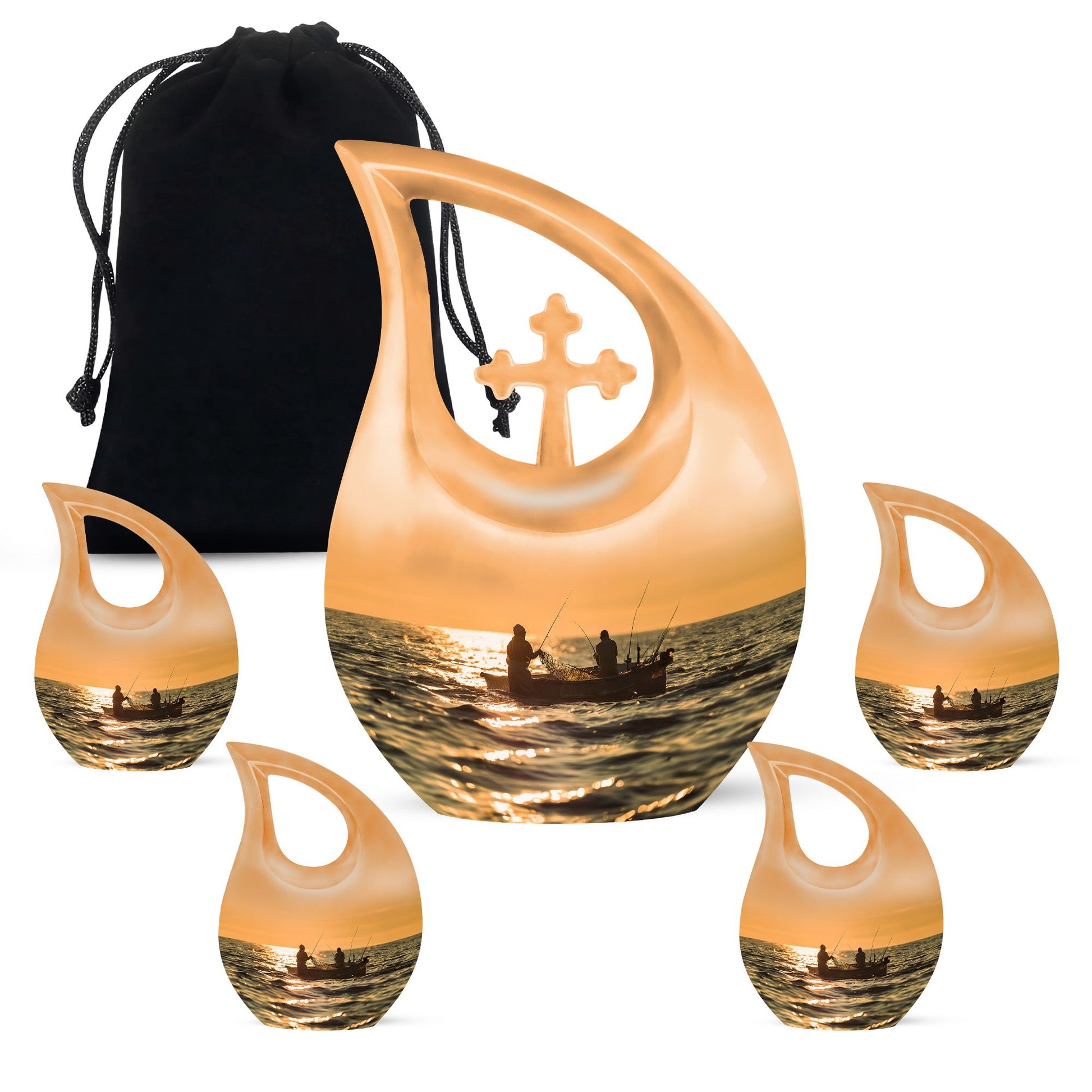 Sunset Fishing Cremation Urn - Burial Urns For Adult Human Ashes