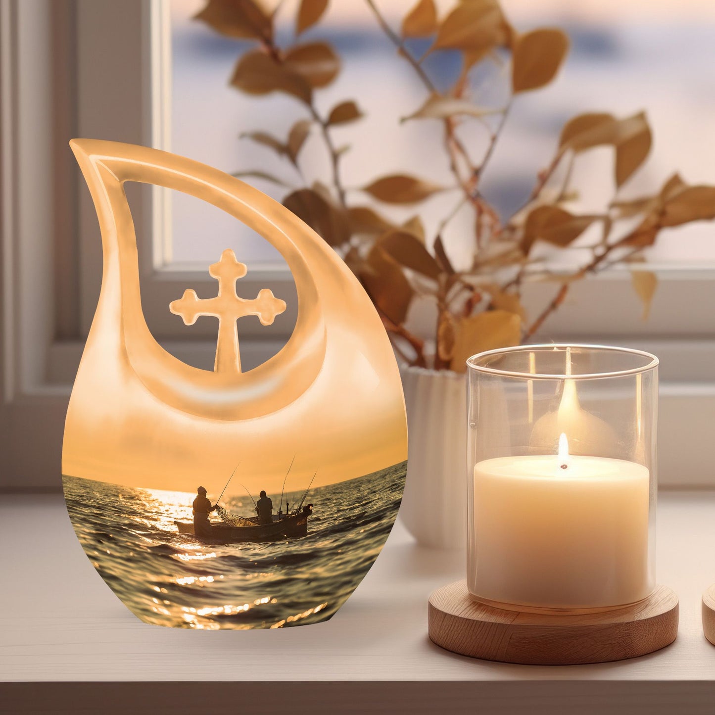 10 inch affordable fishing cremation urn