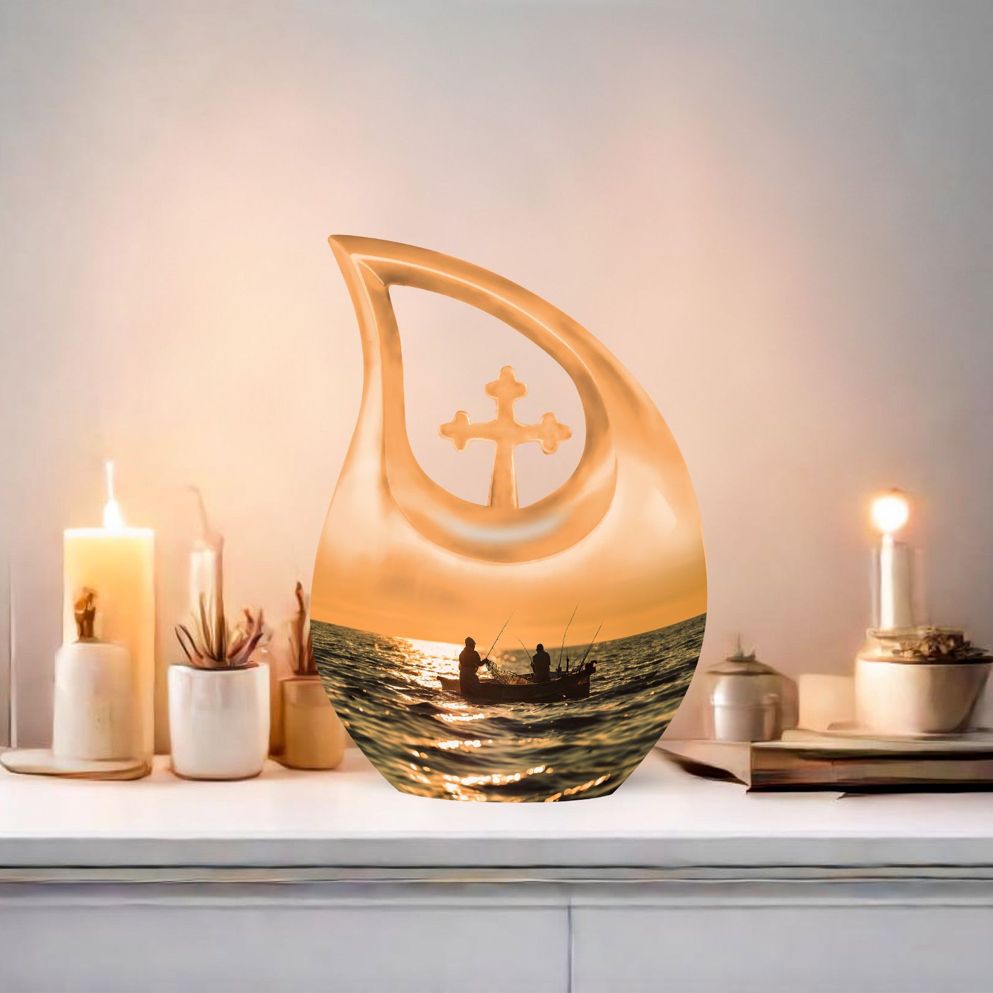 10 inch affordable fishing cremation urn