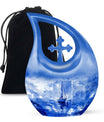 10-inch Fishing theme Cross Drop Funeral Urn.