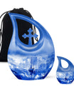 10-inch Fishing theme Cross Drop Funeral Urn.