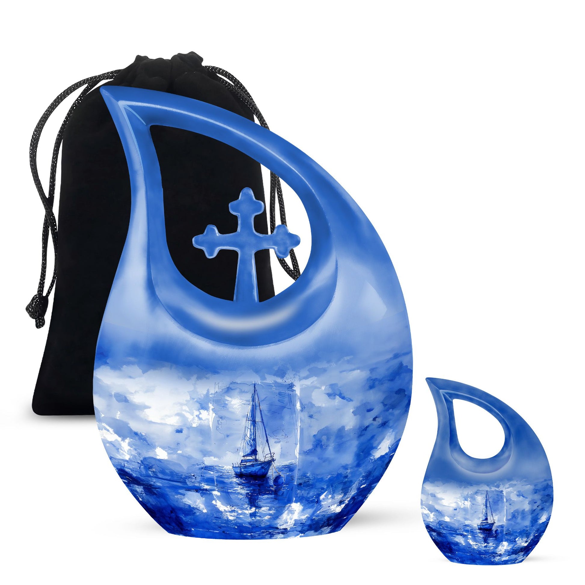 Fishing Theme Large Urn With 1 Keepsake Urn