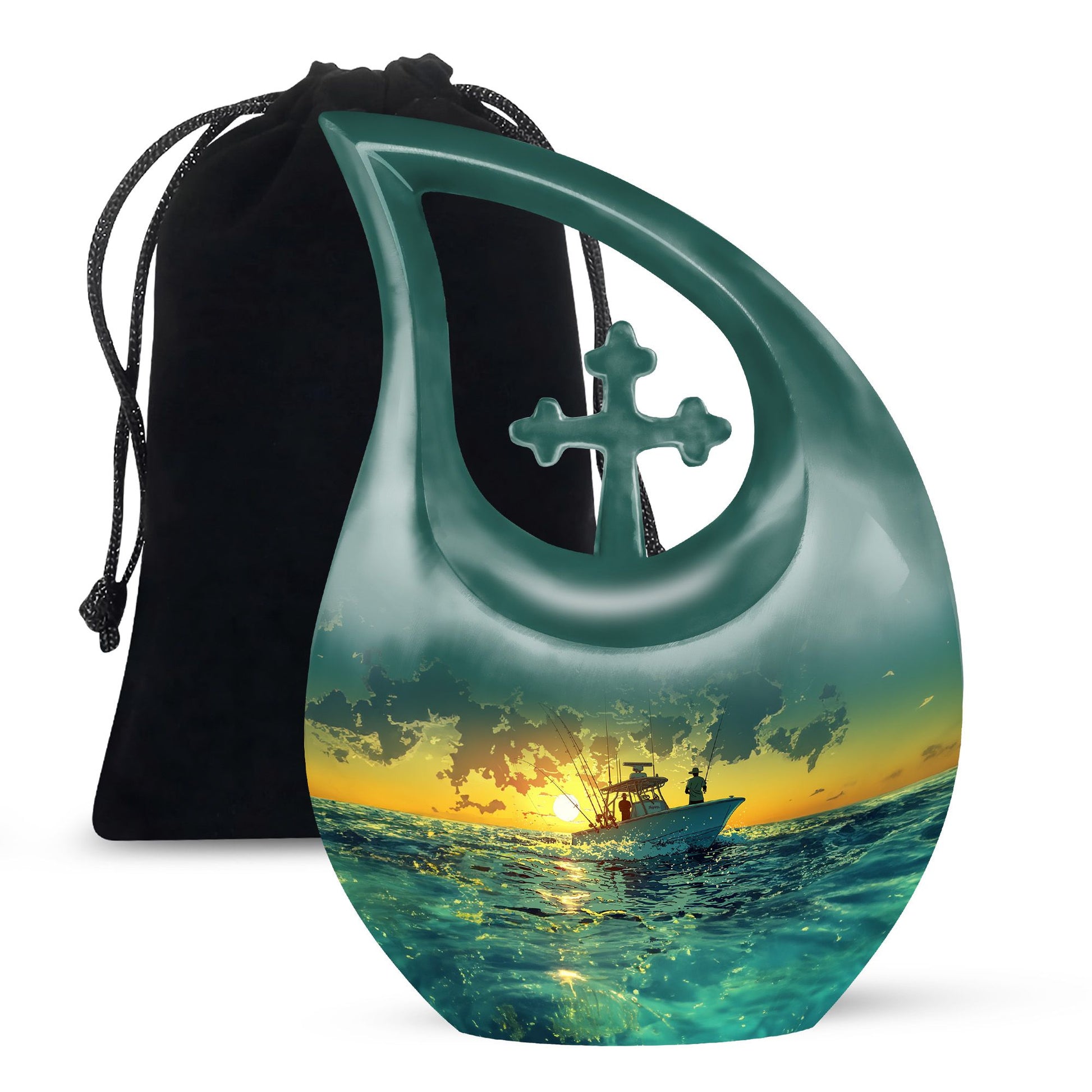 Fishing Theme Large Urn 10 Inch