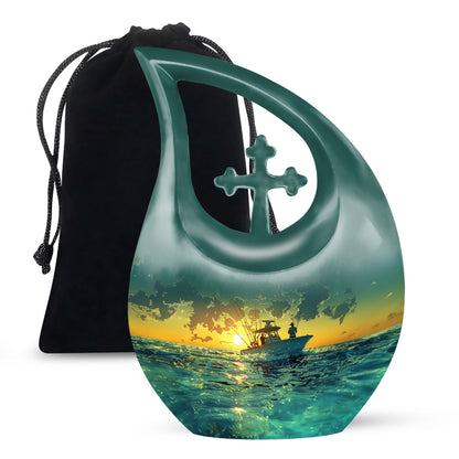Fishing Theme Large Urn 10 Inch
