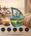 10-inch Cross Drop Fishing Memorial Urn For Ashes