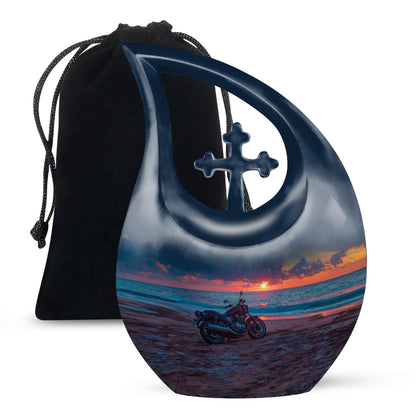 Blue Personalized Galaxy Cremation Urn for Adult - 10-inch, 200 cu in - Yatskia