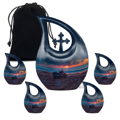 Blue Personalized Galaxy Cremation Urn for Adults - 10-inch, 200 cu in - Yatskia