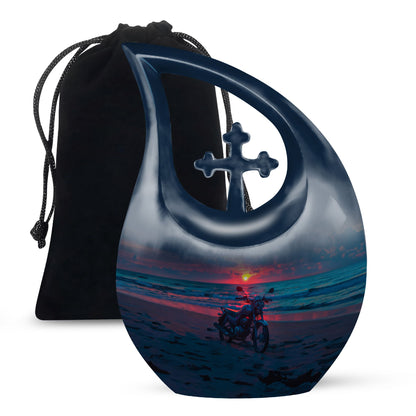 Motorcycle Theme Large Urn 10 Inch