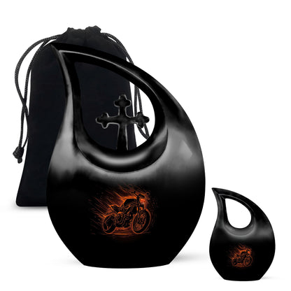 Black Personalized Religious Cremation Urn for Mom - 10-inch, 200 cu in - Yatskia