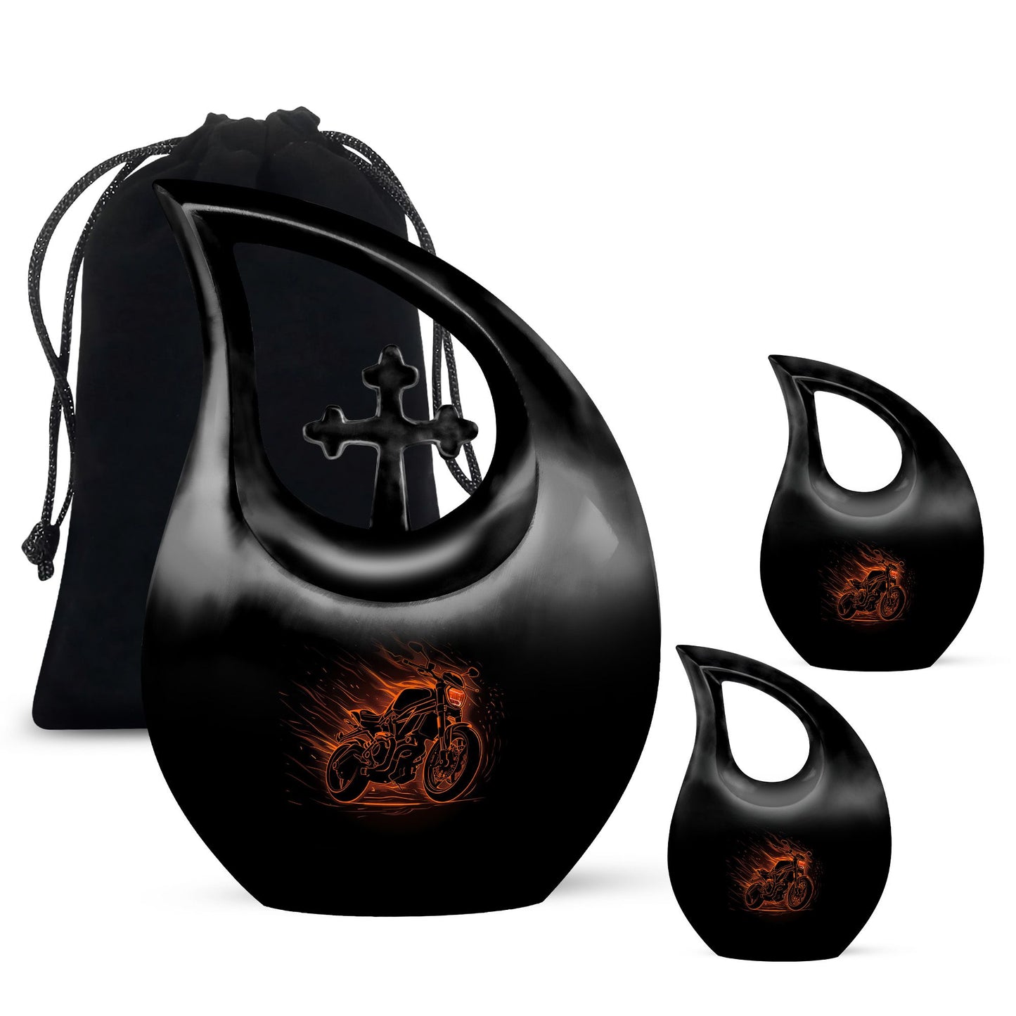 Black Personalized Religious Cremation Urn for Mom - 10-inch, 200 cu in - Yatskia