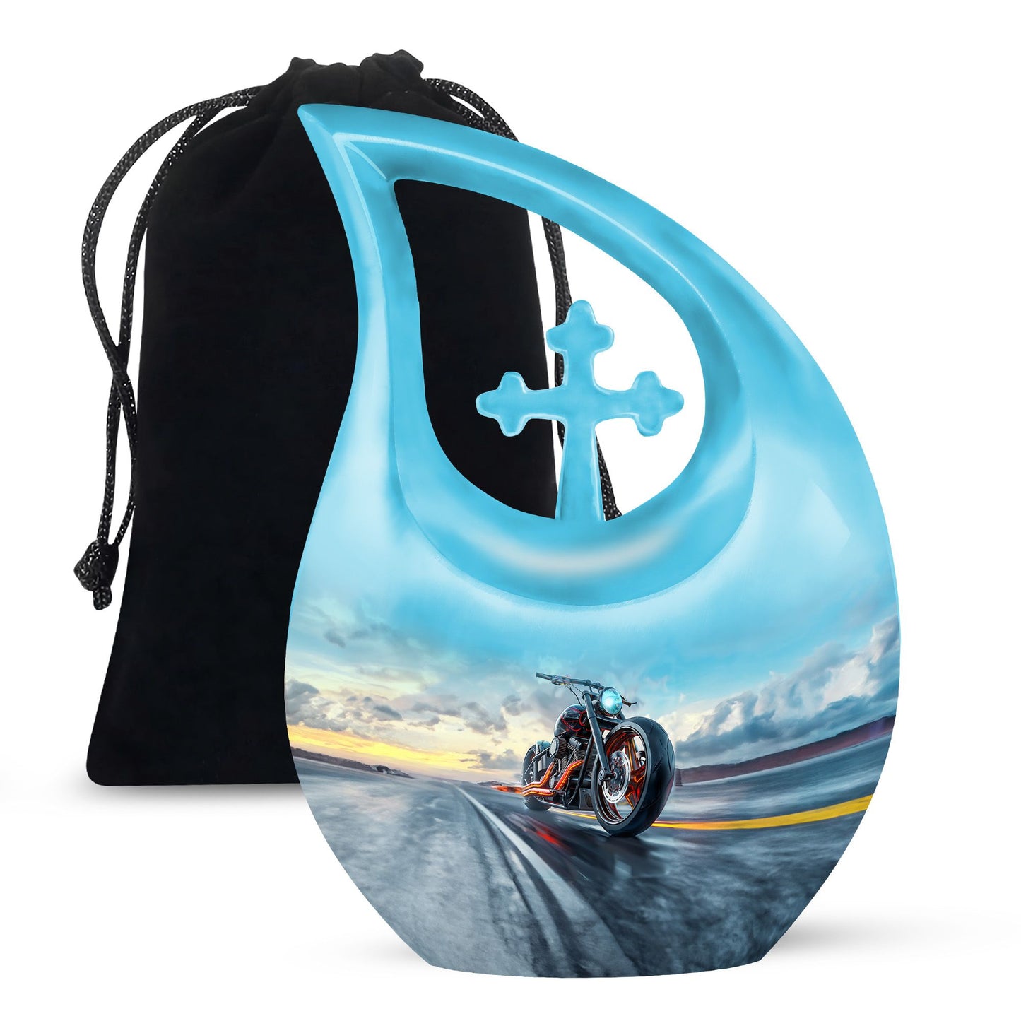 Motorcycle Theme Large Urn 10 Inch