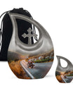 Motorcycle Theme Large Urn With 1 Keepsake Urn