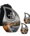 Motorcycle Theme Large Urn With 2 Keepsake Urn