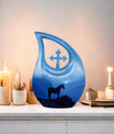 10 Inch Horse theme Cross Drop Cremation Box
