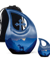 Horse Theme Large Urn With 1 Keepsake Urn