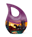 10-Inch Horse-themed Cross Drop Memorial Urn for ashes