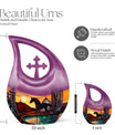 10-Inch Horse-themed Cross Drop Memorial Urn for ashes