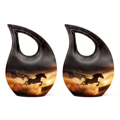 Cross Drop Designed 10-inch Horse Urn