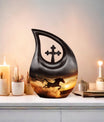 Cross Drop Designed 10-inch Horse Urn