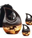 Cross Drop Designed 10-inch Horse Urn