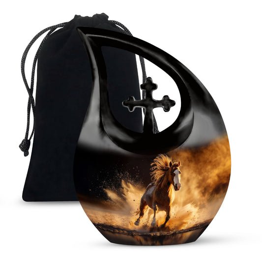 10 inch Horse Urn, Cross Drop design