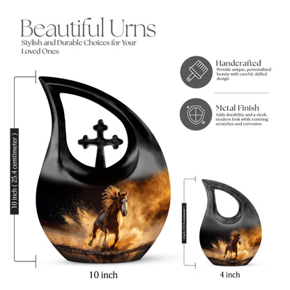 10 inch Horse Urn, Cross Drop design