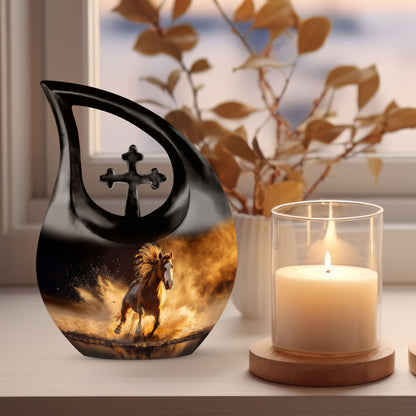10 inch Horse Urn, Cross Drop design