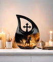 10 inch Horse Urn, Cross Drop design