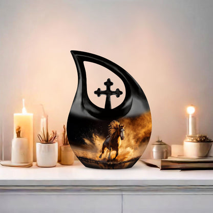 10 inch Horse Urn, Cross Drop design